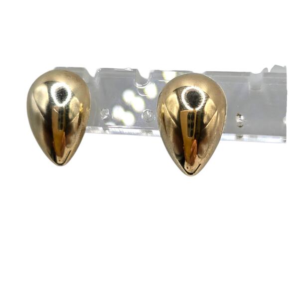 Vintage Gold Tone Teardrop Stud Earrings 80s Statement Post Pierced Jewelry Set - Picture 1 of 6